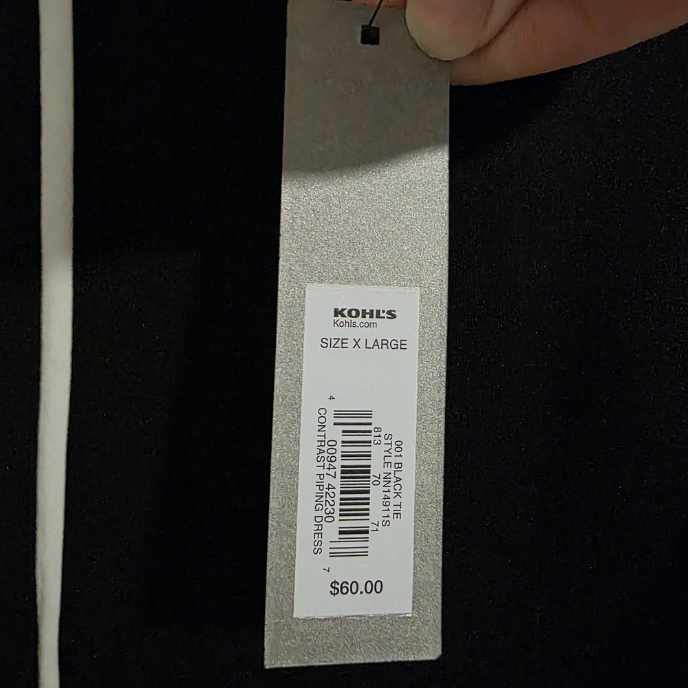 APT. 9 Black Sleeveless Dress White Trim XL Classic Work Office Shift Dress NWT - Picture 5 of 8